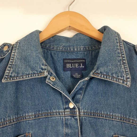 BLUE J. Vtg Button down Shirt Dress Roll Tab Sz 2X - Picture 2 of 10